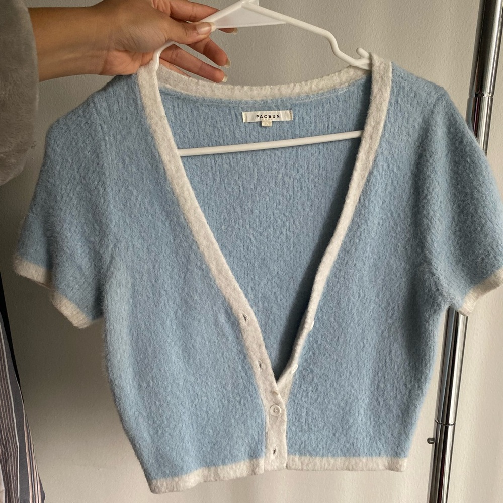 PacSun Blue Fuzzy Knit Sweater